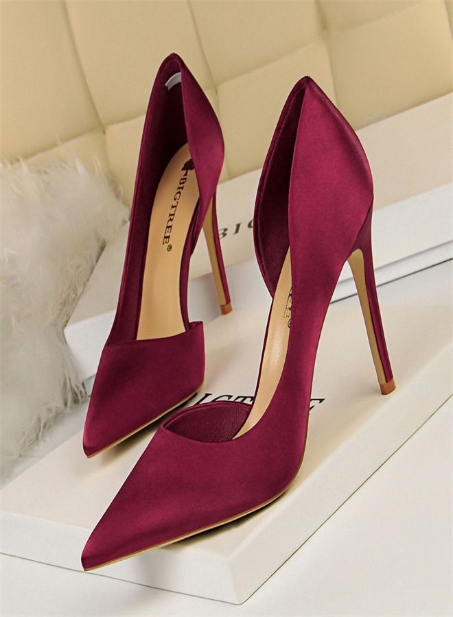 Fashion Pointed High Heels 9.5CM Wine Red