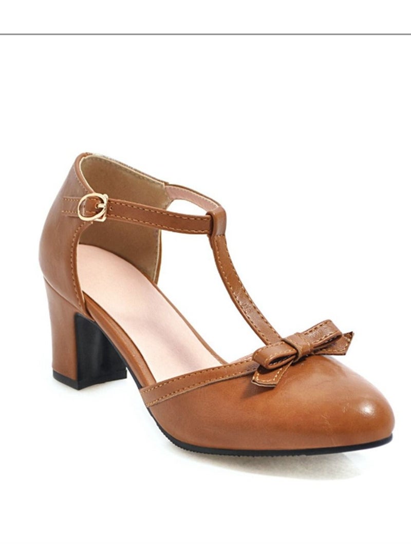 Buckled Hollow Women's Shoes Brown