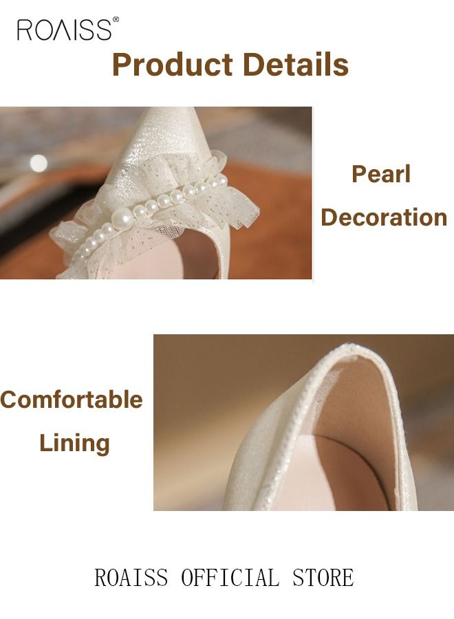 Pearl Lace High Heels Sandals for Women and Ladies Luxury Shoes New Arrival Wedding Bridal Shoes Bridesmaid Shoes