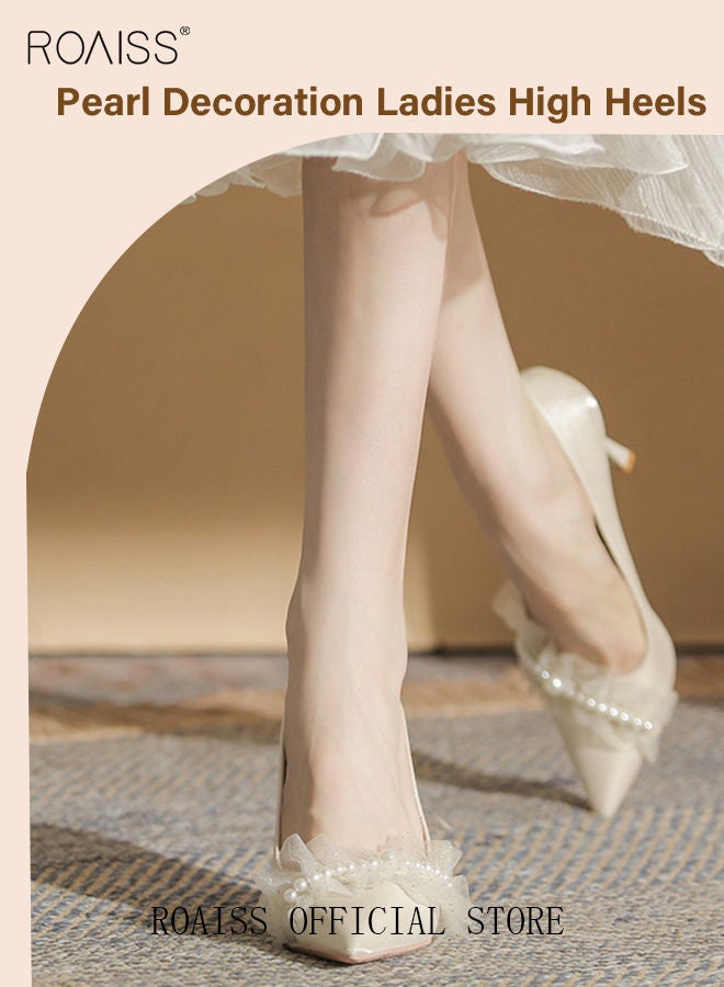 Pearl Lace High Heels Sandals for Women and Ladies Luxury Shoes New Arrival Wedding Bridal Shoes Bridesmaid Shoes