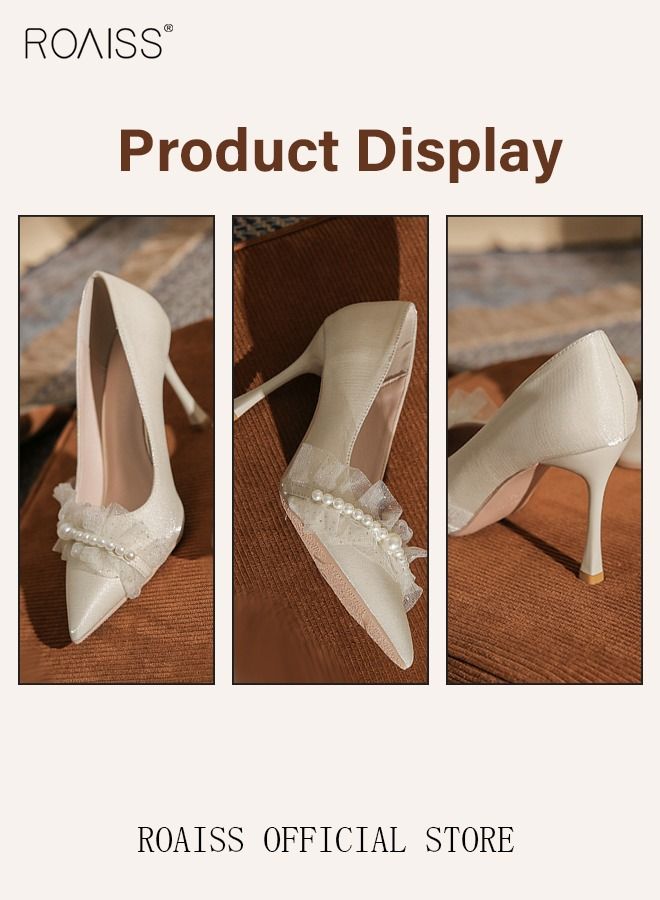 Pearl Lace High Heels Sandals for Women and Ladies Luxury Shoes New Arrival Wedding Bridal Shoes Bridesmaid Shoes