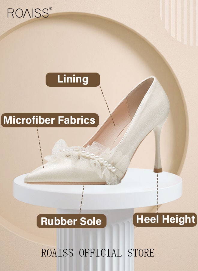 Pearl Lace High Heels Sandals for Women and Ladies Luxury Shoes New Arrival Wedding Bridal Shoes Bridesmaid Shoes