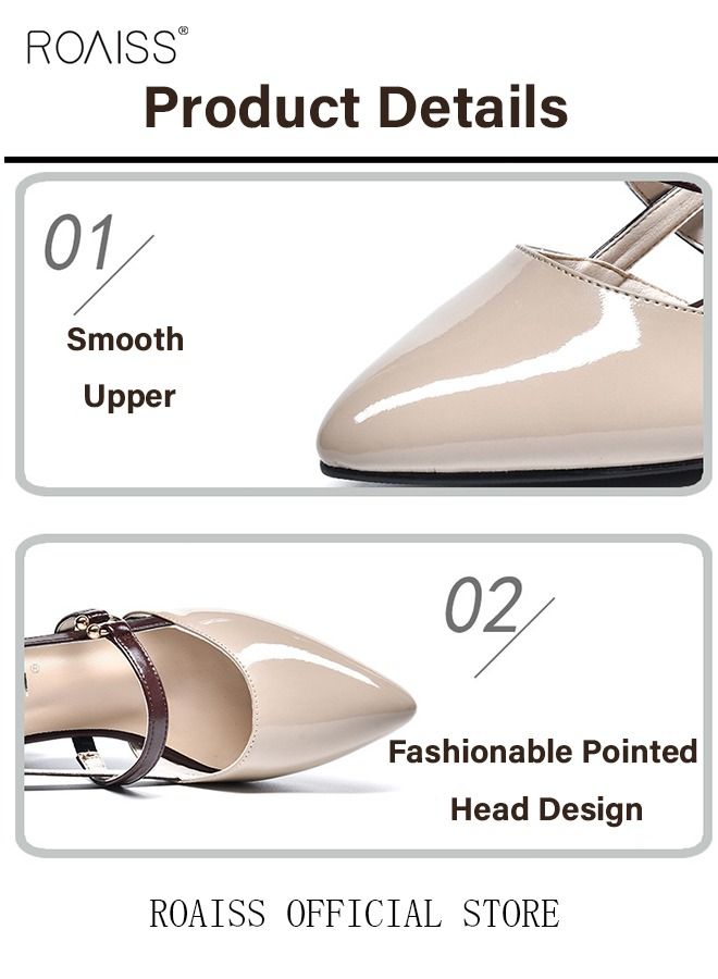 Low-Heeled Sandals Women's New British Style Thick-Heeled Sandals Fashion Comfortable Outer Wear Ladies Shallow Mouth Pointed Pumps Shoes