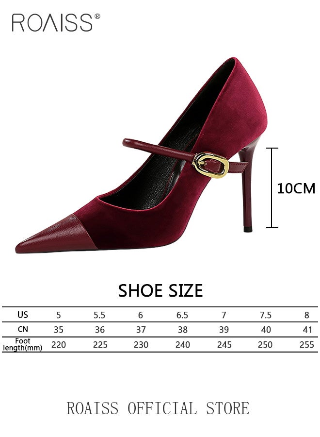 Women Pointed Toe Stiletto High Heels to Visually Slimming Luxurious Silk Satin Patchwork Material Stylish and Sophisticated Ankle Strap with Buckle Design Perfect for Formal Events and Parties