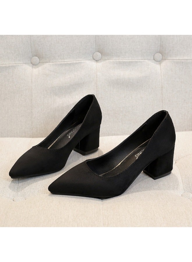 Fashion Ladies Comfy Suede Feel High Heel Women Shoes For Office Collection Daily Wear