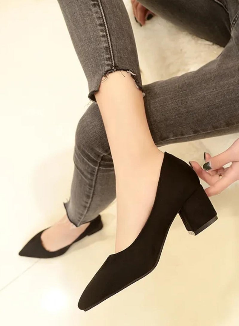 Fashion Ladies Comfy Suede Feel High Heel Women Shoes For Office Collection Daily Wear