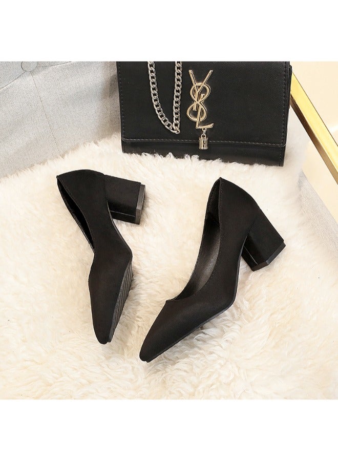 Fashion Ladies Comfy Suede Feel High Heel Women Shoes For Office Collection Daily Wear