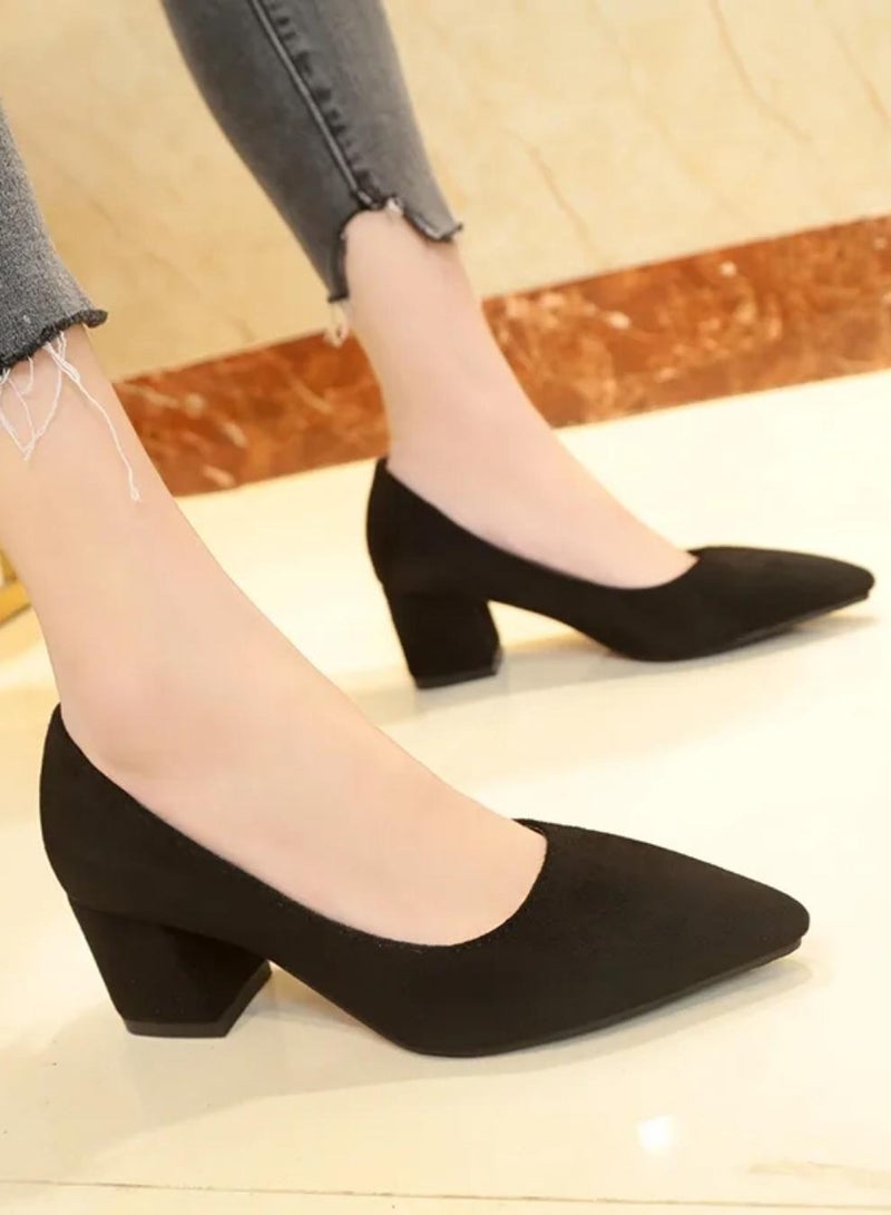 Fashion Ladies Comfy Suede Feel High Heel Women Shoes For Office Collection Daily Wear