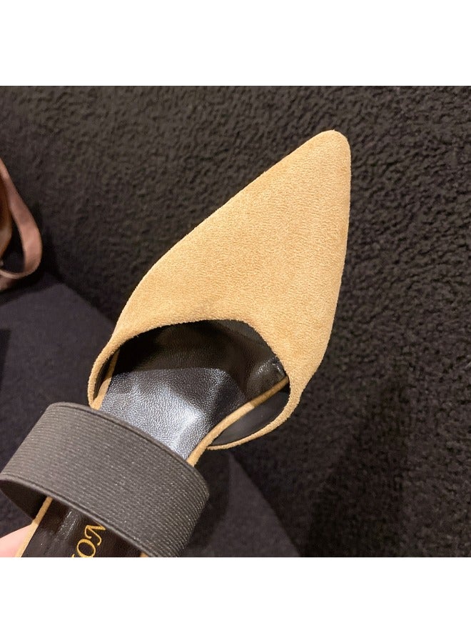 Womens Comfort Mules Sandals Every Day Mules Pointed Toe Casual Elegant Kitten Heeled Slip on Slipper Dress Shoes