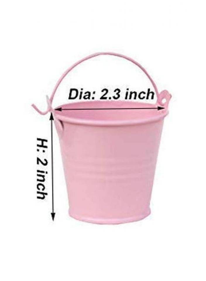 Multipurpose 30 Pack Pink Mini Metal Bucket Tin With Sheer Bag Candy Box Buckets Souvenirs Gift Pails for Wedding Favor Party Favor Baby Shower Favor