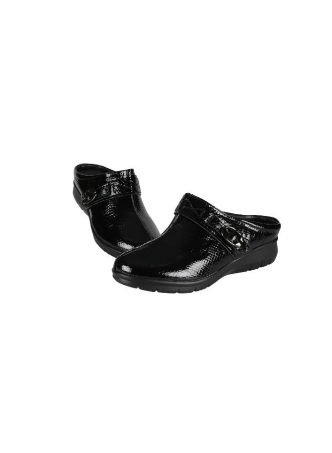 092-2430 Michelle Morgan Ladies Low Wedge Heel Clogs  18397-224 Black 36