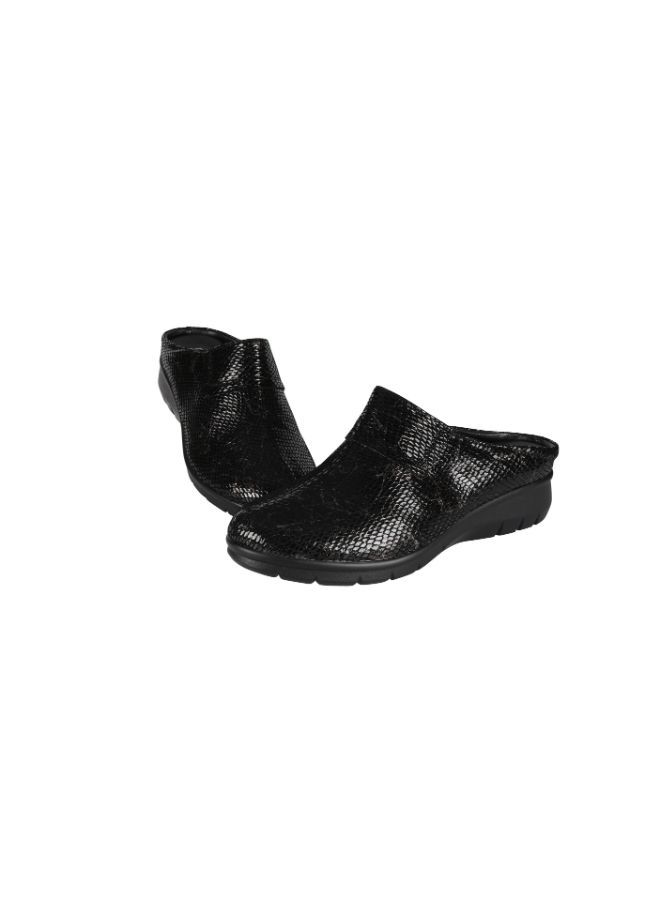 092-2432 Michelle Morgan Ladies Low Wedge Heel Clogs  18397-225 Black 36