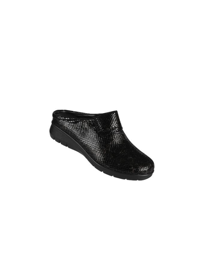 092-2432 Michelle Morgan Ladies Low Wedge Heel Clogs  18397-225 Black 36