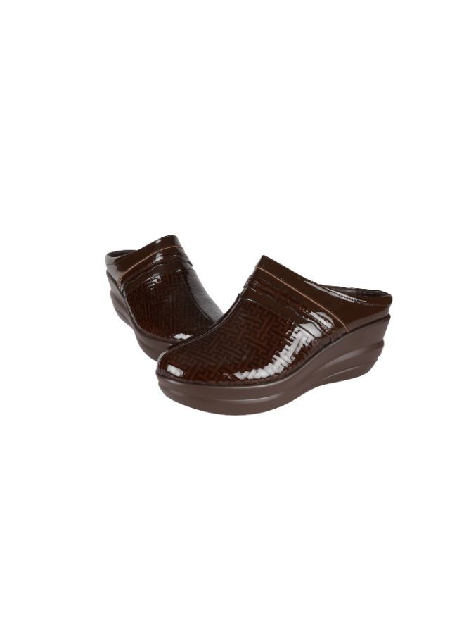 092-2435 Michelle Morgan Ladies Wedge Heel Clogs  19009-226 Brown 36