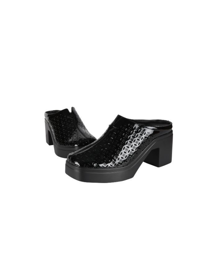 092-2439 Michelle Morgan Ladies Block Heel Clogs  2207-3 Black 36