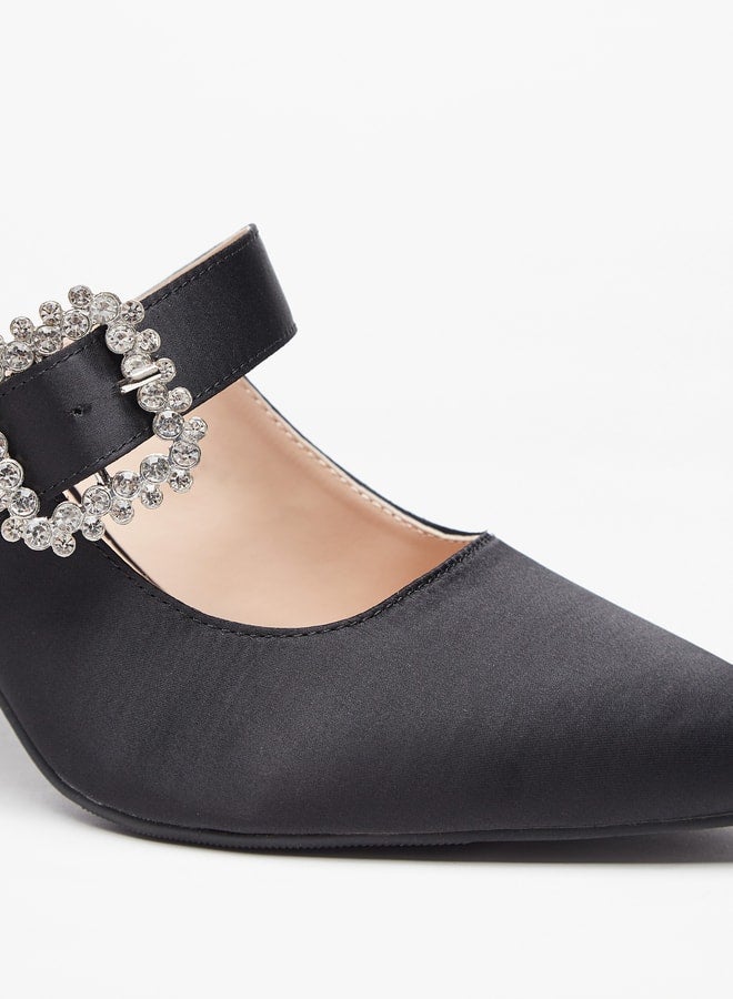 Women's Embellished Slip-On Mules with Cone Heels