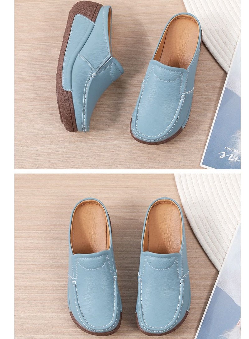 Fashion Versatile Thick Sole Baotou Slippers 5CM Blue