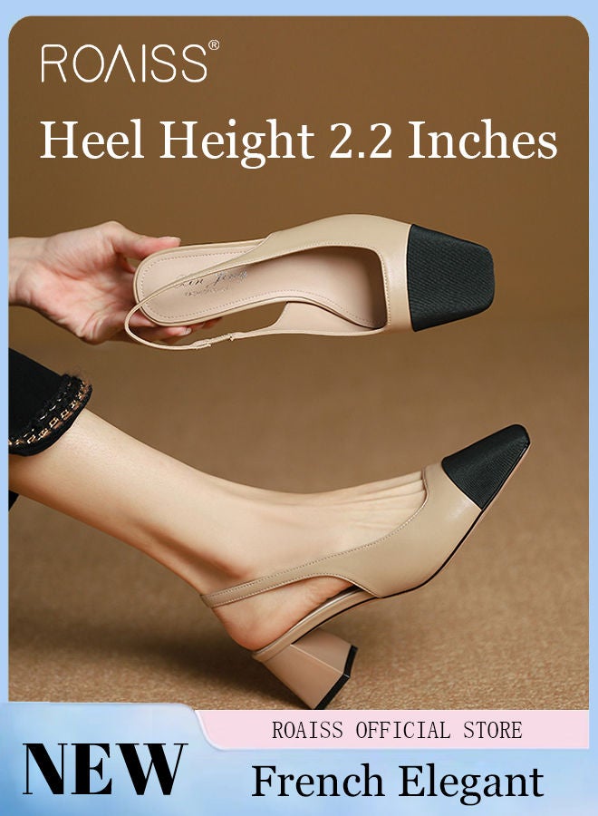 Womens Slingback Pumps Pointed Toe Low Heel Women's Stiletto High Heels French Sandals Women Chunky Low Heel Pumps