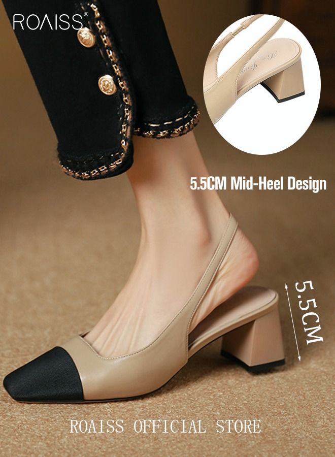 Womens Slingback Pumps Pointed Toe Low Heel Women's Stiletto High Heels French Sandals Women Chunky Low Heel Pumps