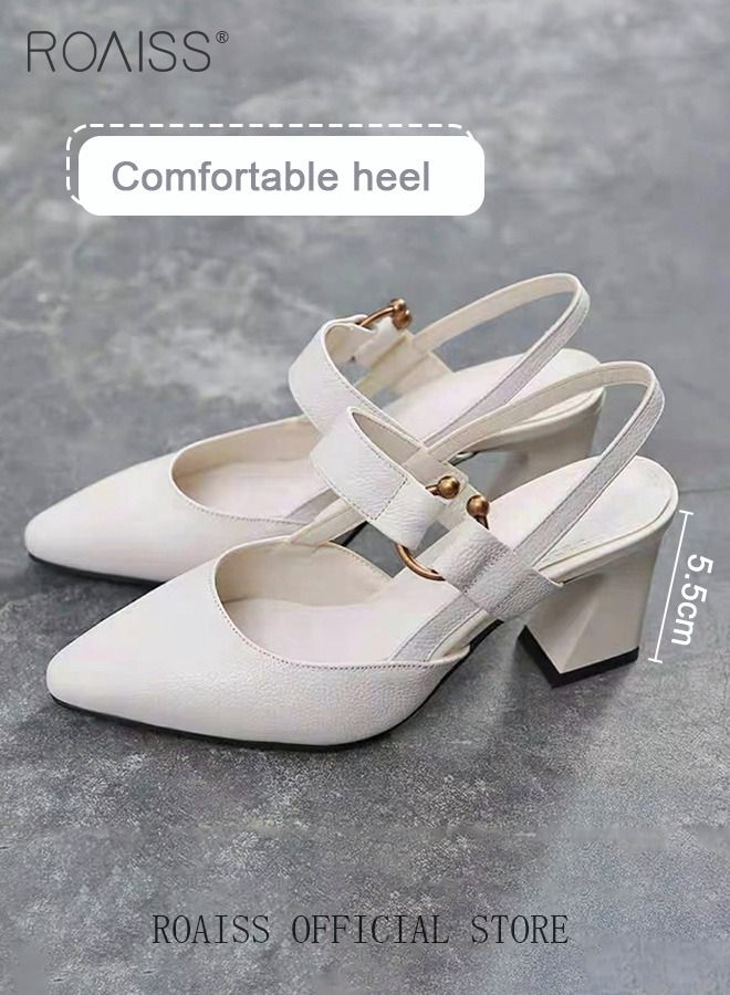 Fashion Woman Office Lady Shoes Sandals Women's Summer Pointy Chunky Shoes Large Size Sandals