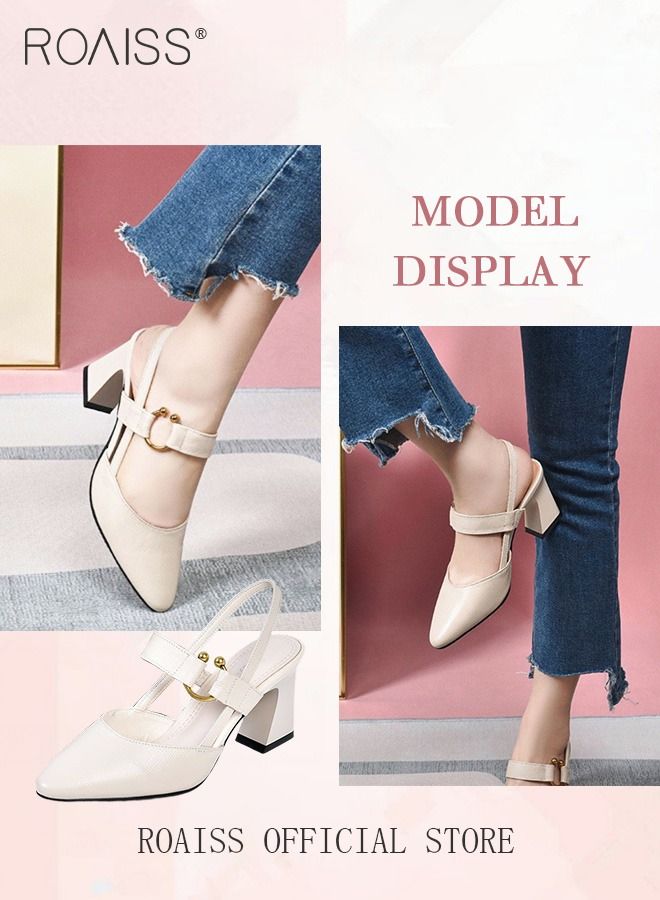 Fashion Woman Office Lady Shoes Sandals Women's Summer Pointy Chunky Shoes Large Size Sandals