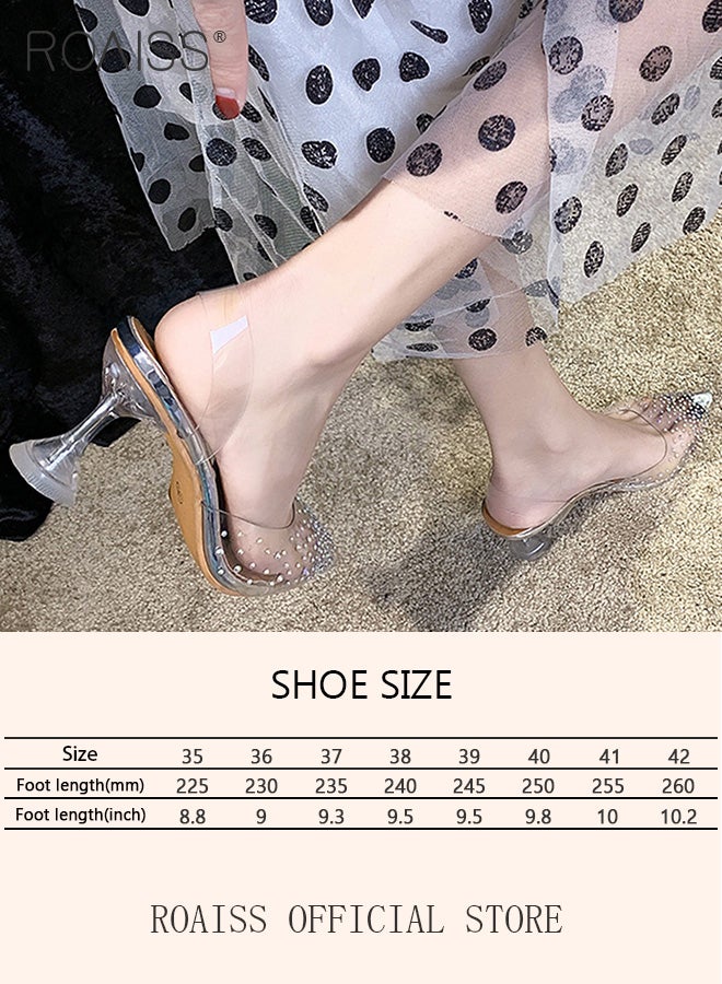 Women's Transparent Rhinestone High Heels Women's Pointed Toe High Heel Sandals Women's Stiletto High Heels