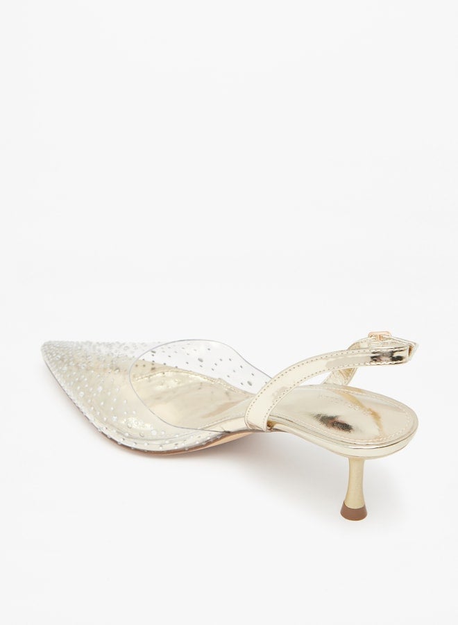 Womens Embellished Pumps with Flared Heels and Buckle Closure  Ramadan Collection