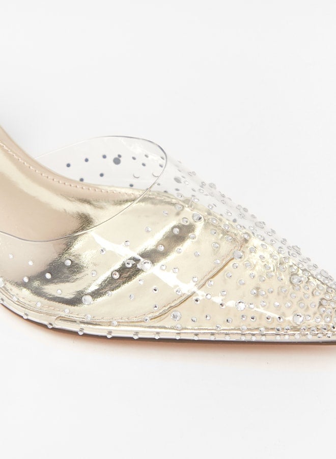 Womens Embellished Pumps with Flared Heels and Buckle Closure  Ramadan Collection