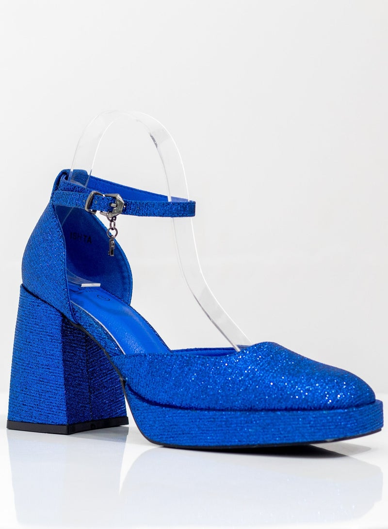 Ishta shimmer open waist 9cm platform heel royal blue