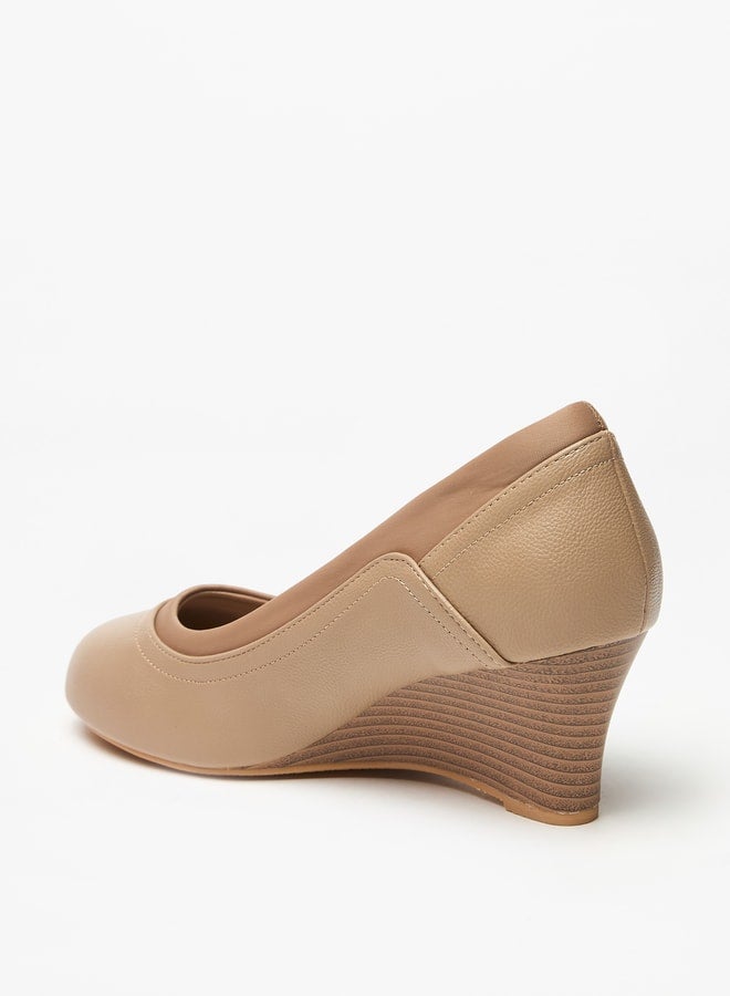 Women's Textured Slip-On Ballerina Shoes with Wedge Heels