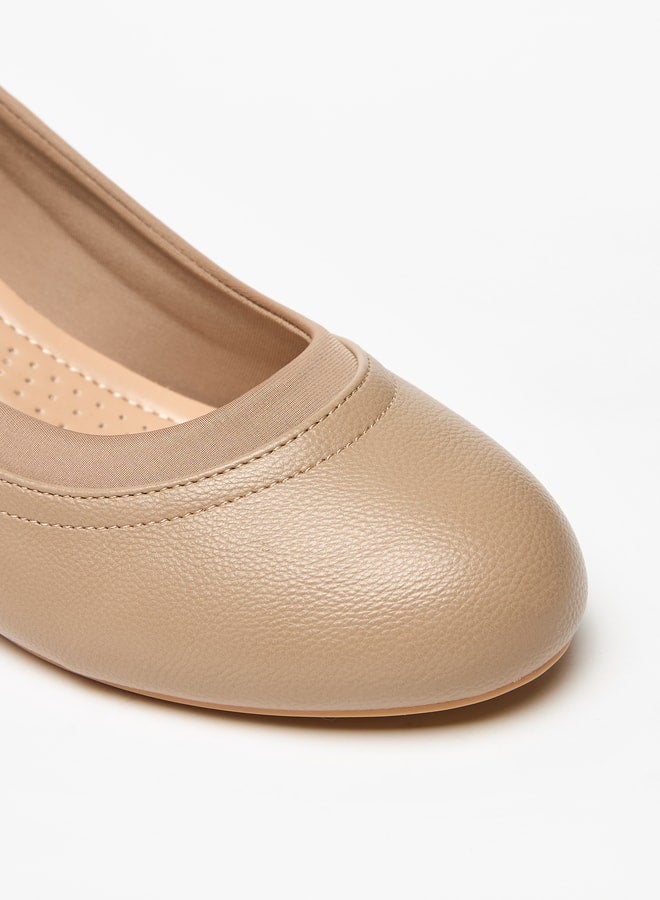 Women's Textured Slip-On Ballerina Shoes with Wedge Heels