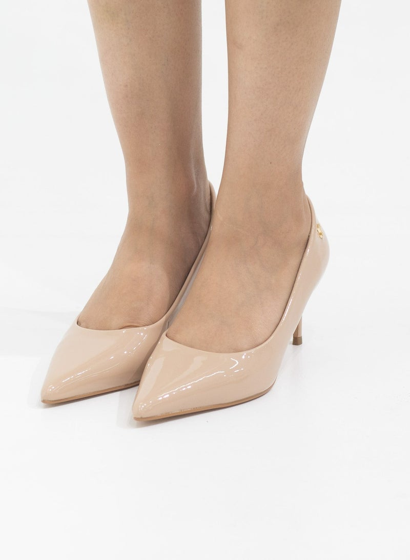 Bavisha 7cm heel pointy pat court nude