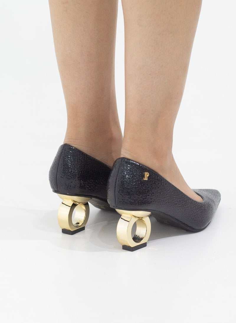 Orchid pointy court on 6cm special circle heel black