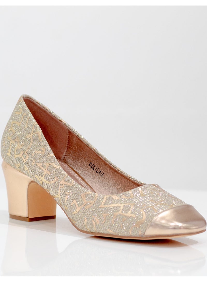 Delilah comfy 5cm heel pointy court shoe champagne