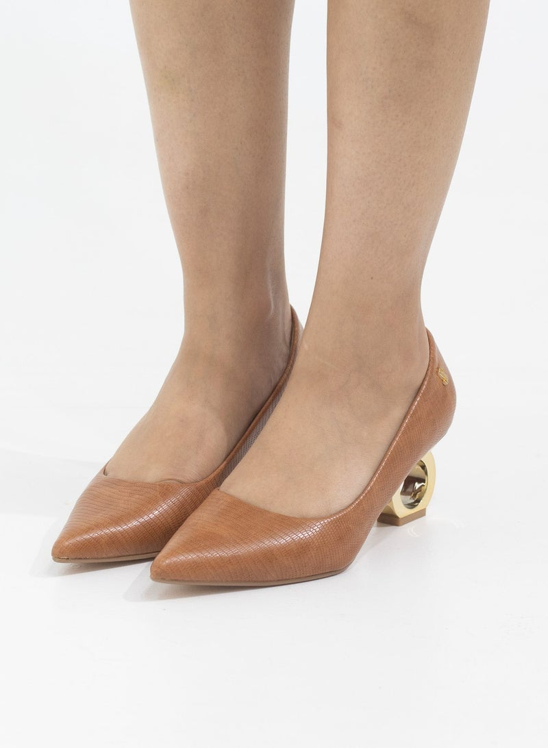 Orchid pointy court on 6cm special circle heel camel