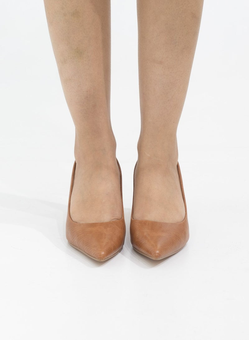 Orchid pointy court on 6cm special circle heel camel