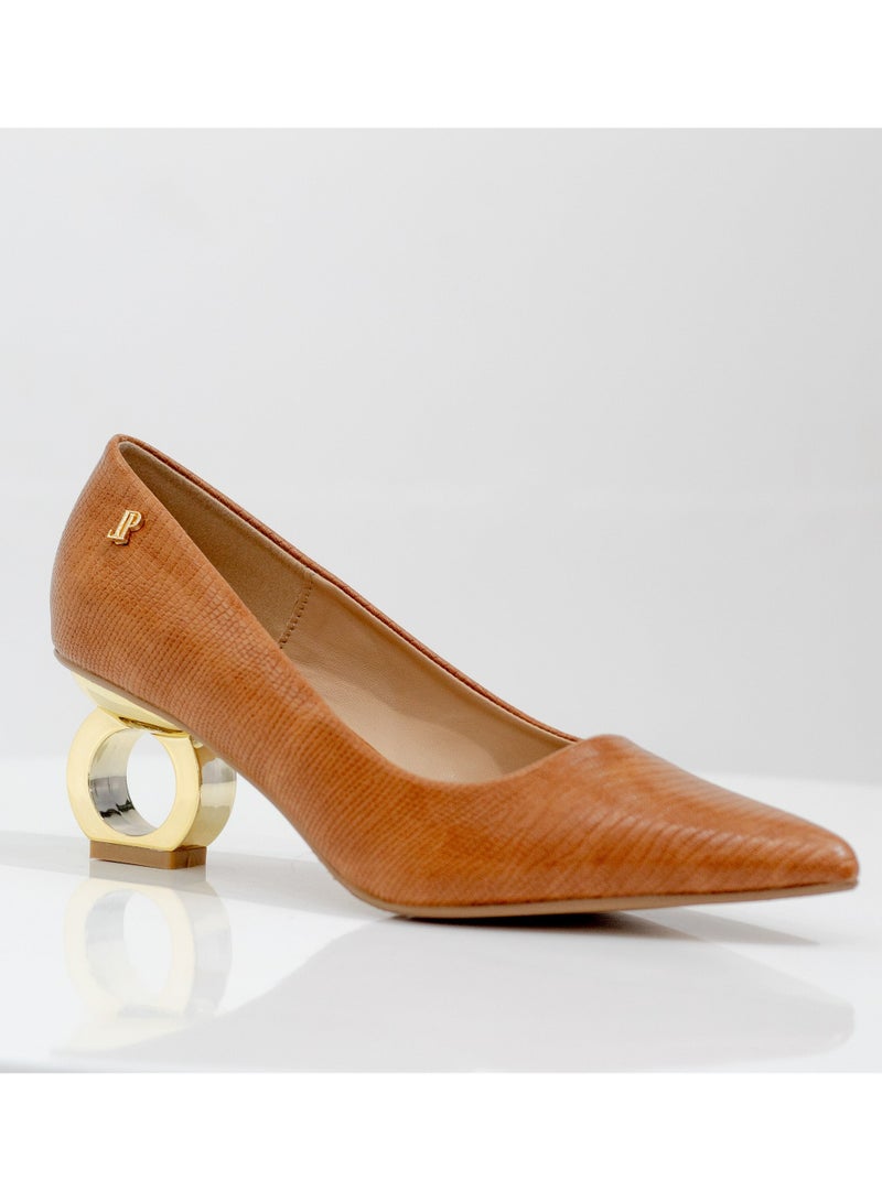 Orchid pointy court on 6cm special circle heel camel