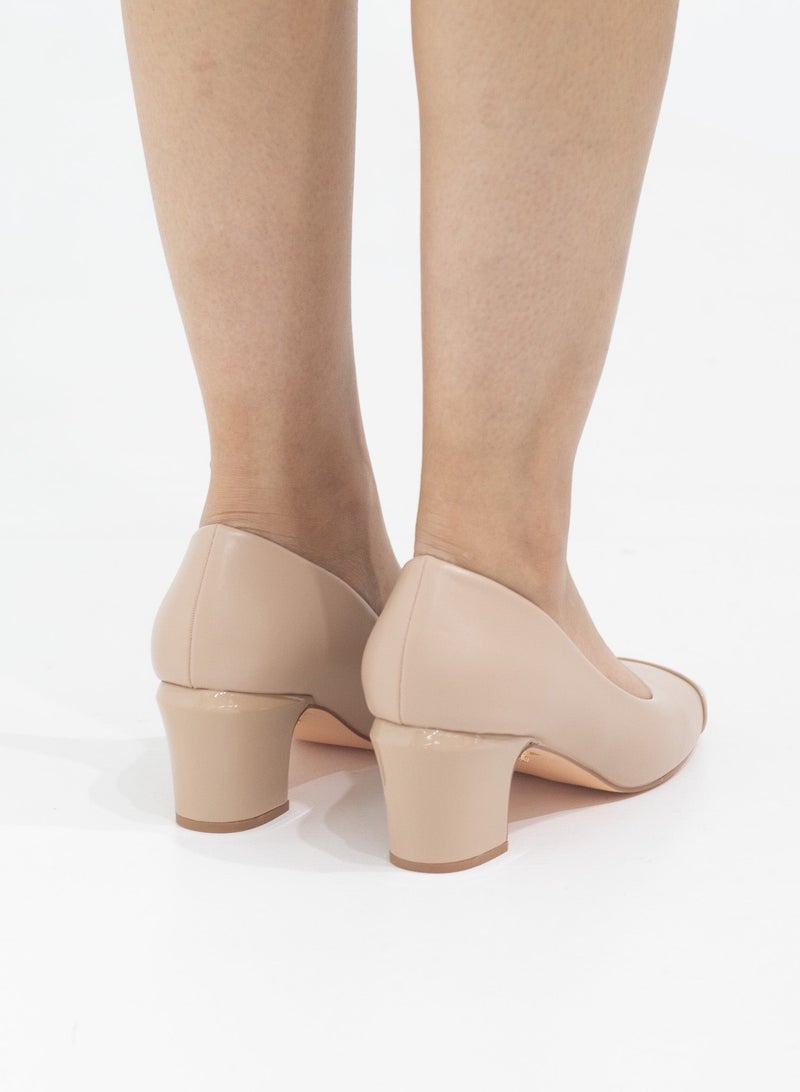 Delilah comfy 5cm heel pointy court shoe nude