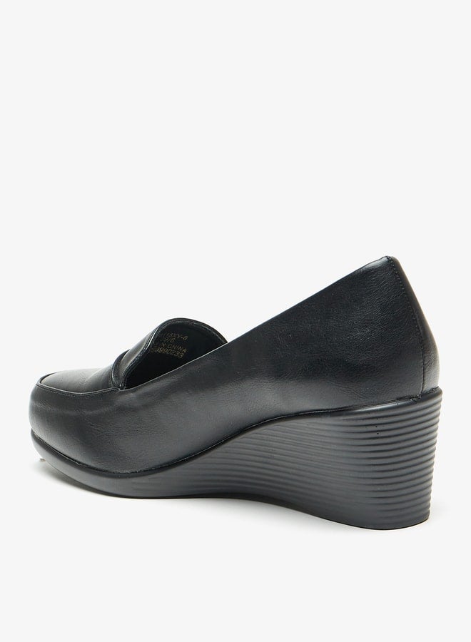 Women's Solid Slip-On Shoes With Wedge Heels