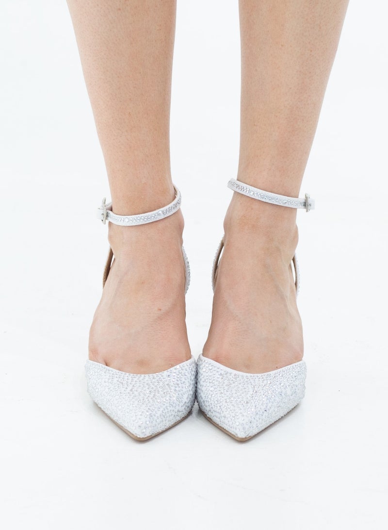 Adweta diamante open waist pointy on 7.5cm 2 circ heel rose white