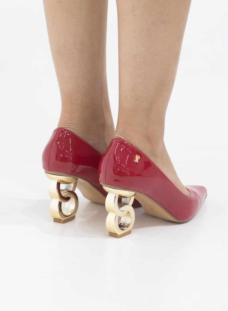 Advika pointy court on 7.5cm special 2 circle heel red