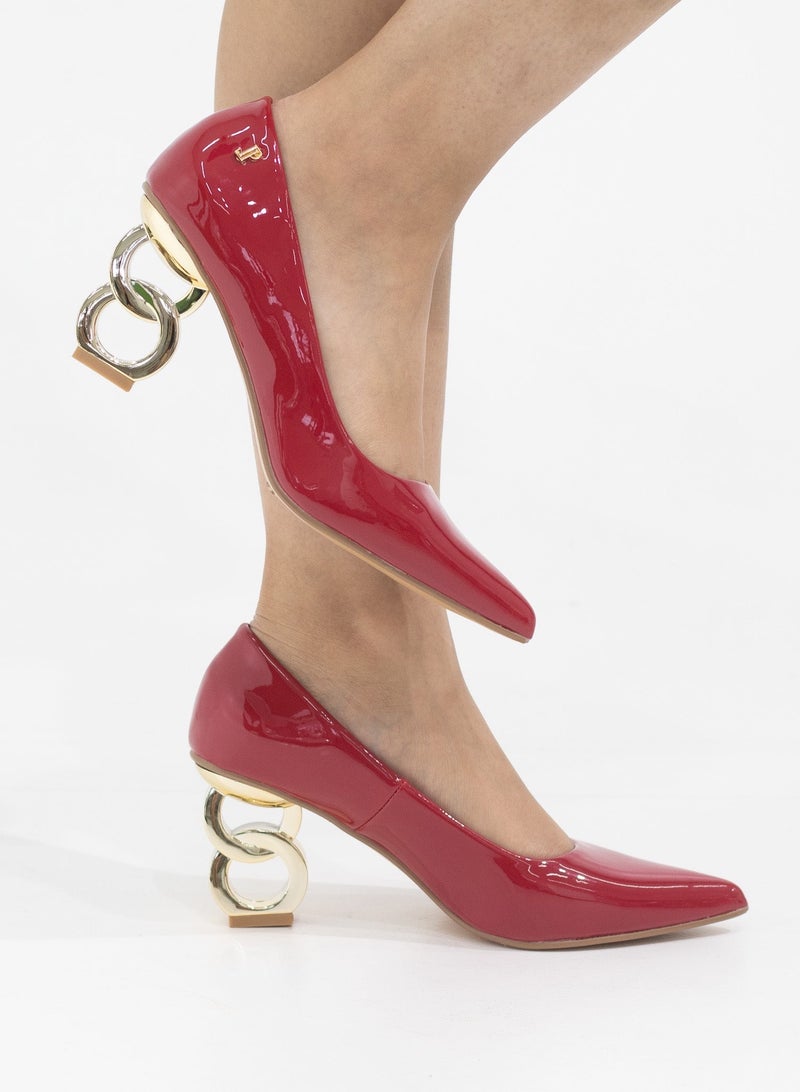 Advika pointy court on 7.5cm special 2 circle heel red
