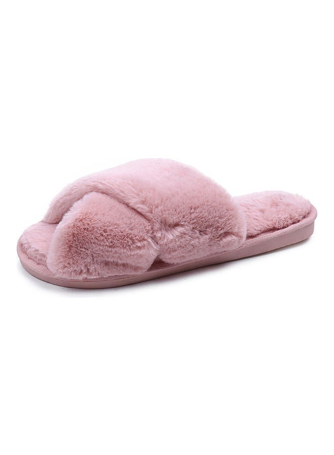 Cross Strap Flat Bedroom Slippers Pink