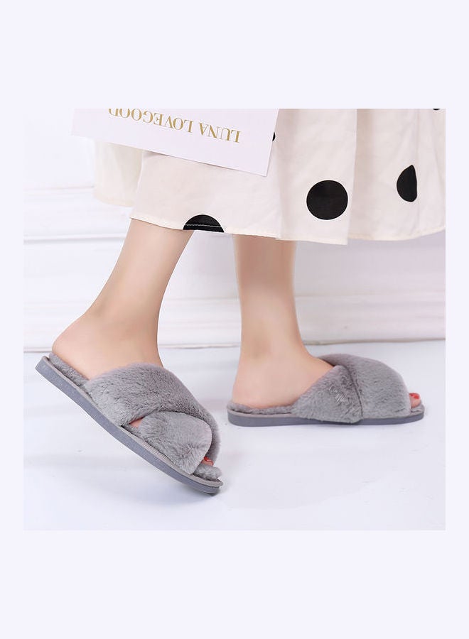 Cross Designed Bedroom Slippers Grey