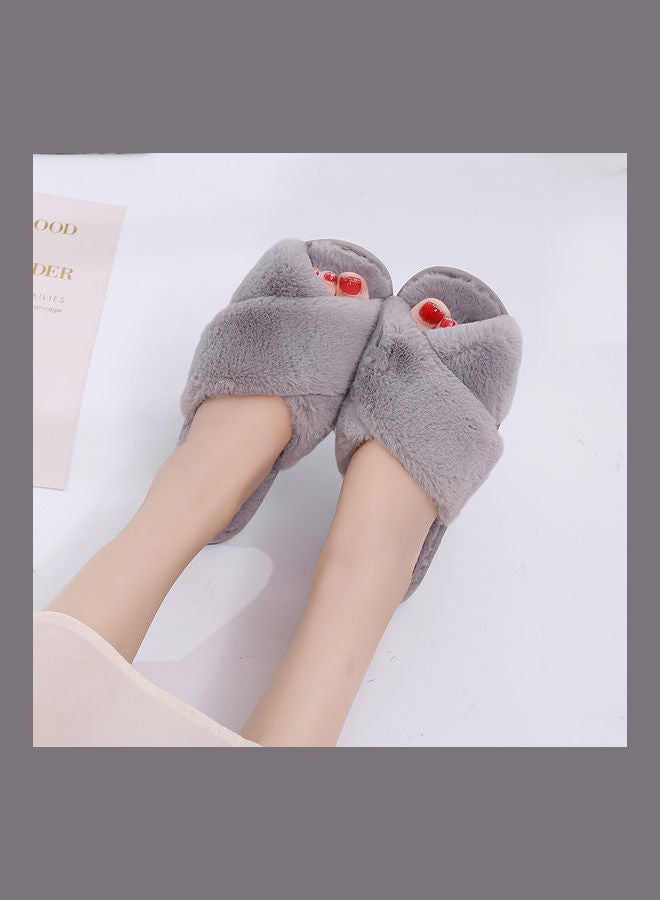 Cross Designed Bedroom Slippers Grey