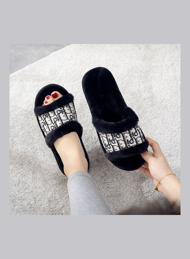 Printed Bedroom Slippers Black