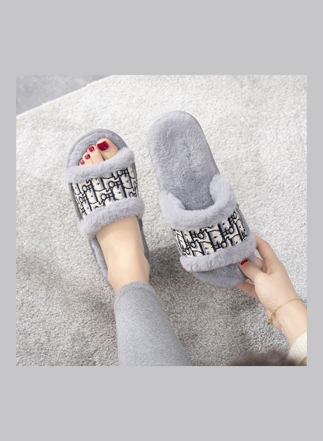 Printed Bedroom Slippers Grey