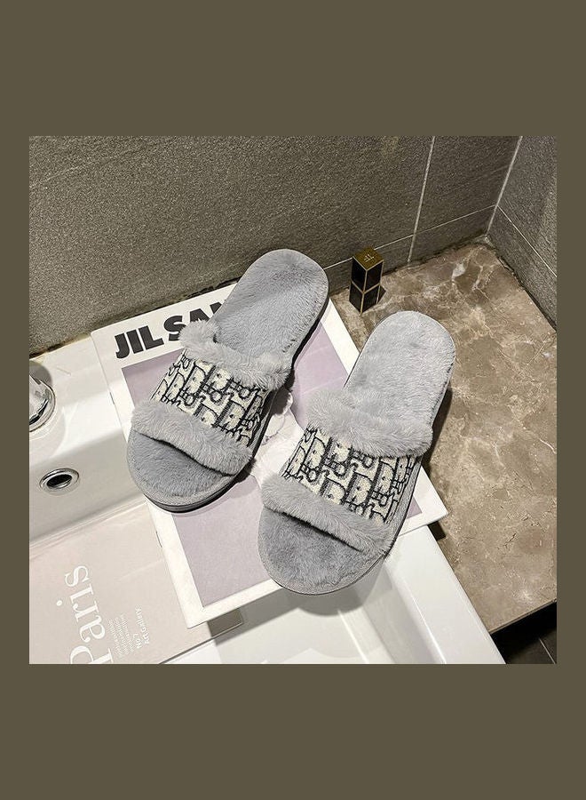 Printed Bedroom Slippers Grey