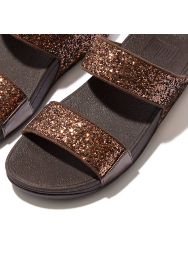 Fitflop Ladies Lulu Glitter Slides - ET3-806  Chocolate 36