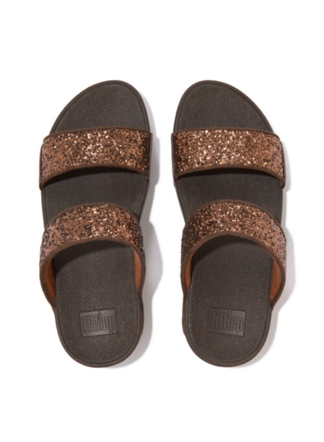 Fitflop Ladies Lulu Glitter Slides - ET3-806  Chocolate 36